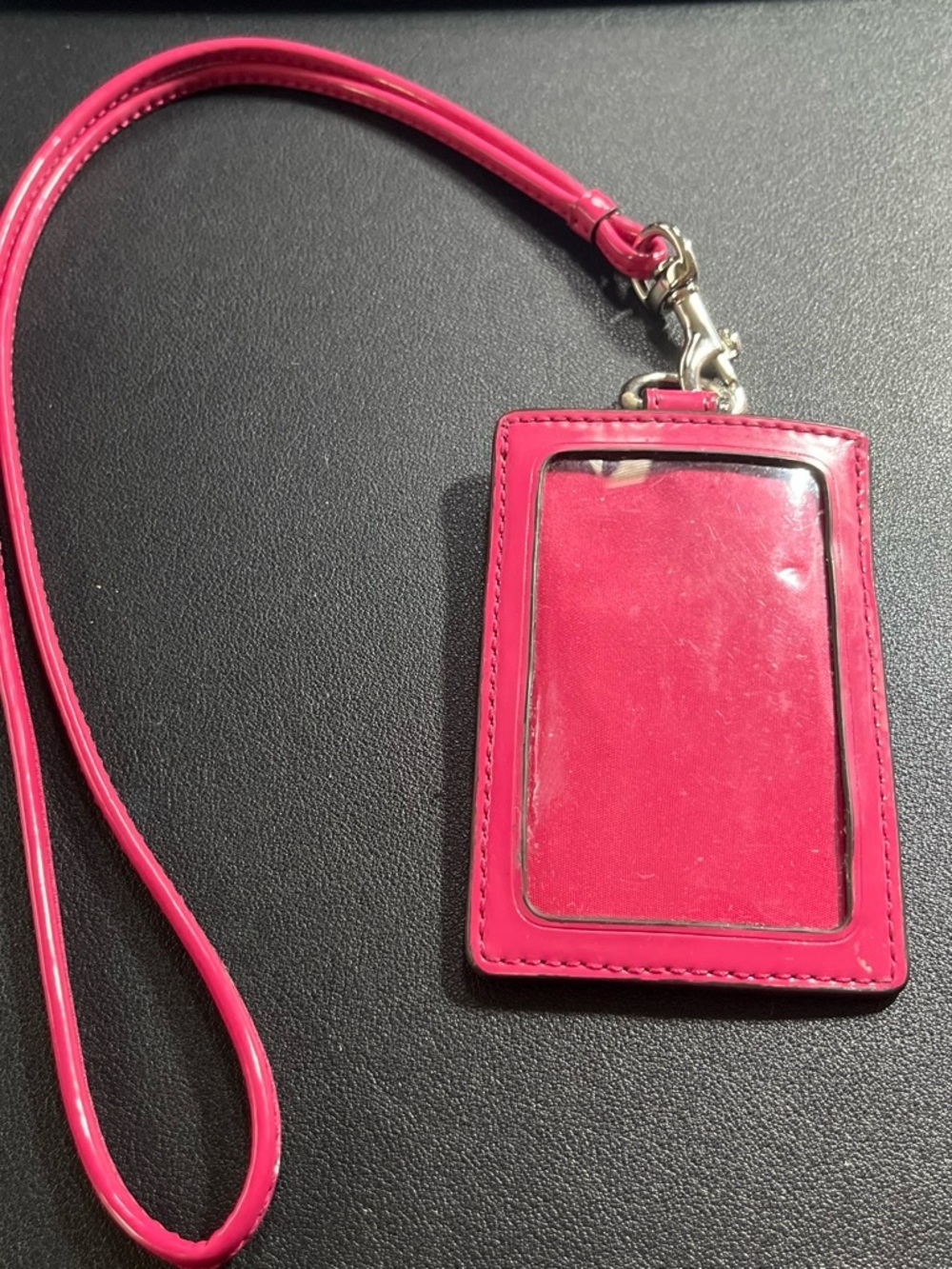 Coach Hot Pink Signature Lanyard Card Case with Heart Logo - Picture 4 of 4